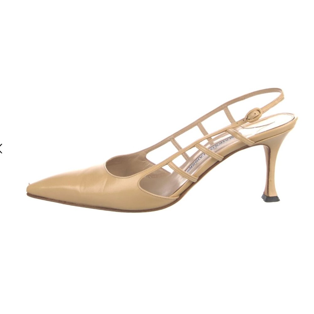 Manolo Blahnik Leather Slingback Pumps